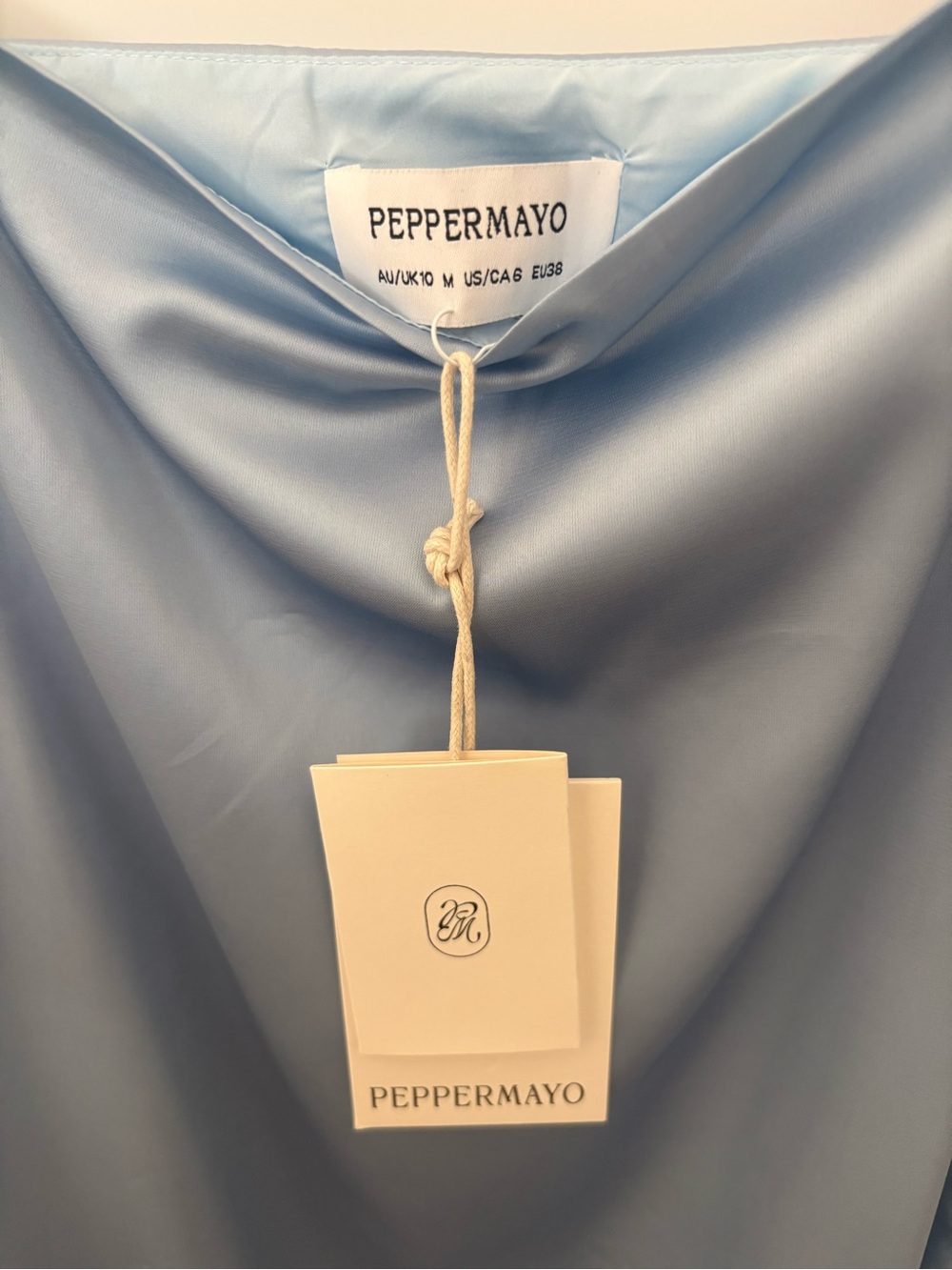Peppermayo Aster Bloom Light Blue Satin Maxi Dress, Wedding Guest Evening Wear - Picture 5 of 5